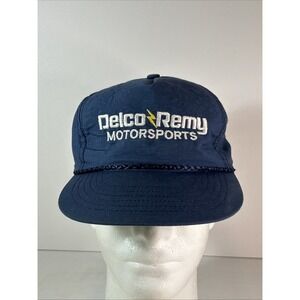 Vintage Delco Remy Hat Cap Snap Back Spell Out Motorsports Rope Brim Trucker
